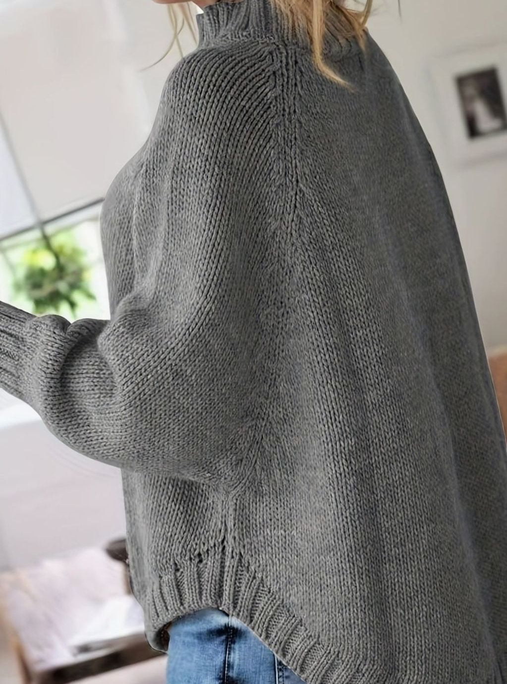 Jersey cuello alto mujer oversize punto de ochos