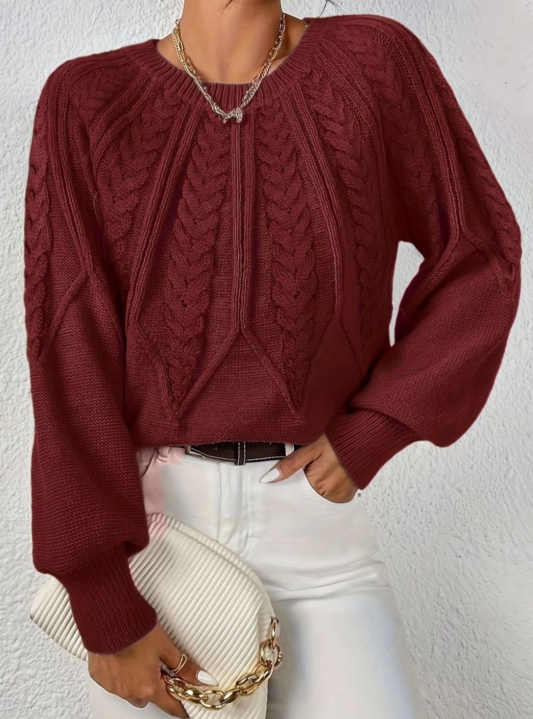 Jersey de ochos mujer manga farol holgado