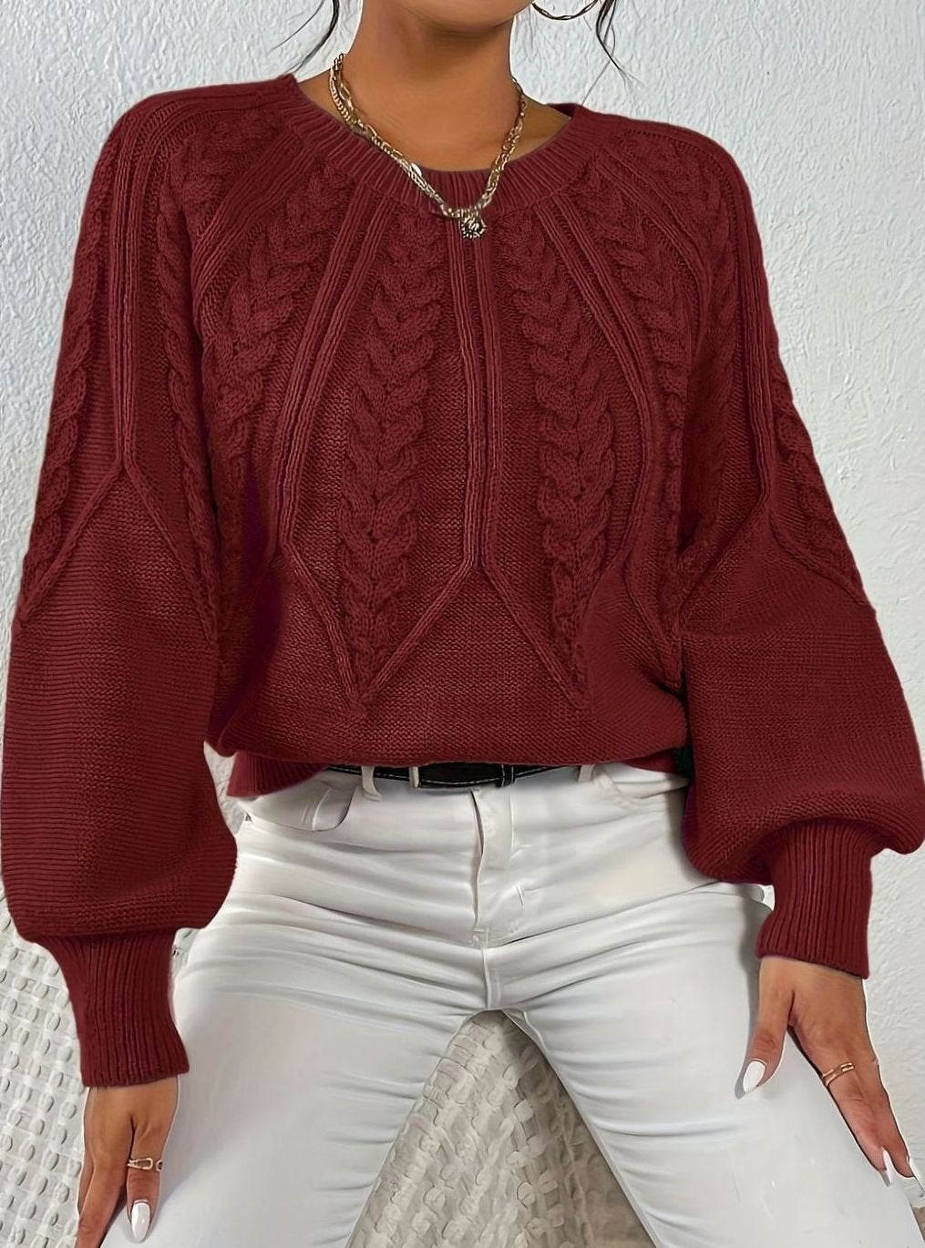 Jersey de ochos mujer manga farol holgado