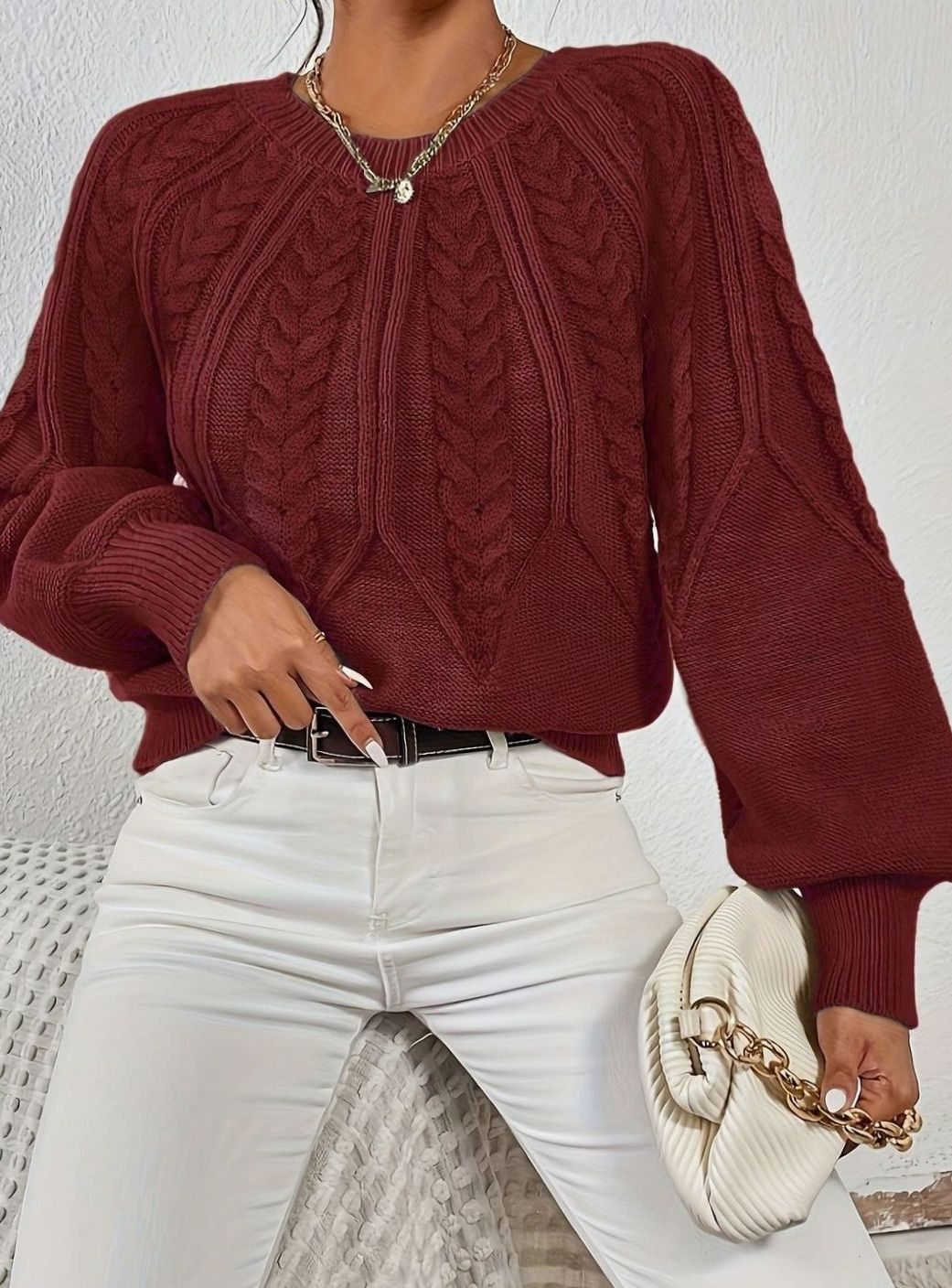 Jersey de ochos mujer manga farol holgado