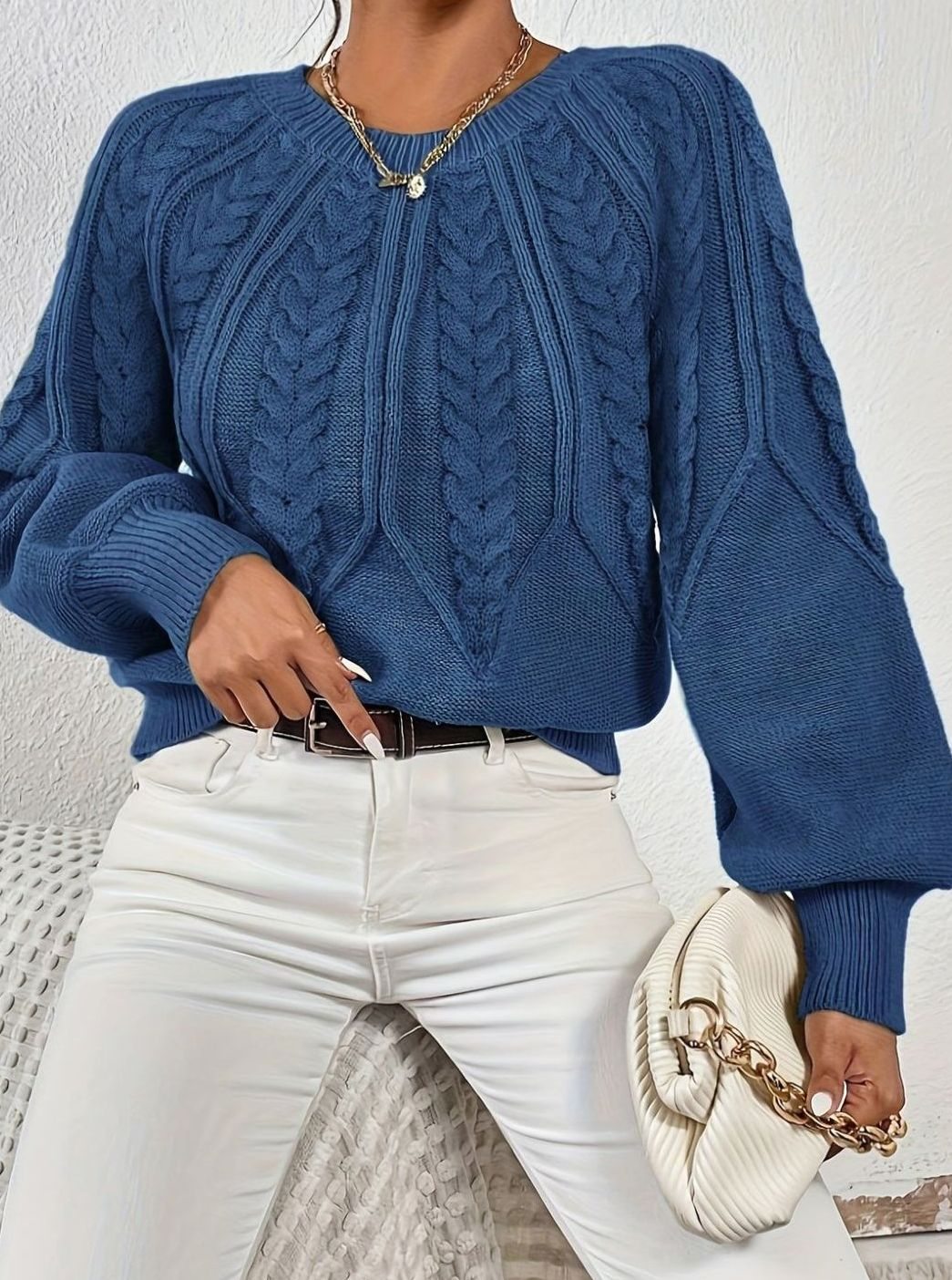 Jersey de ochos mujer manga farol holgado