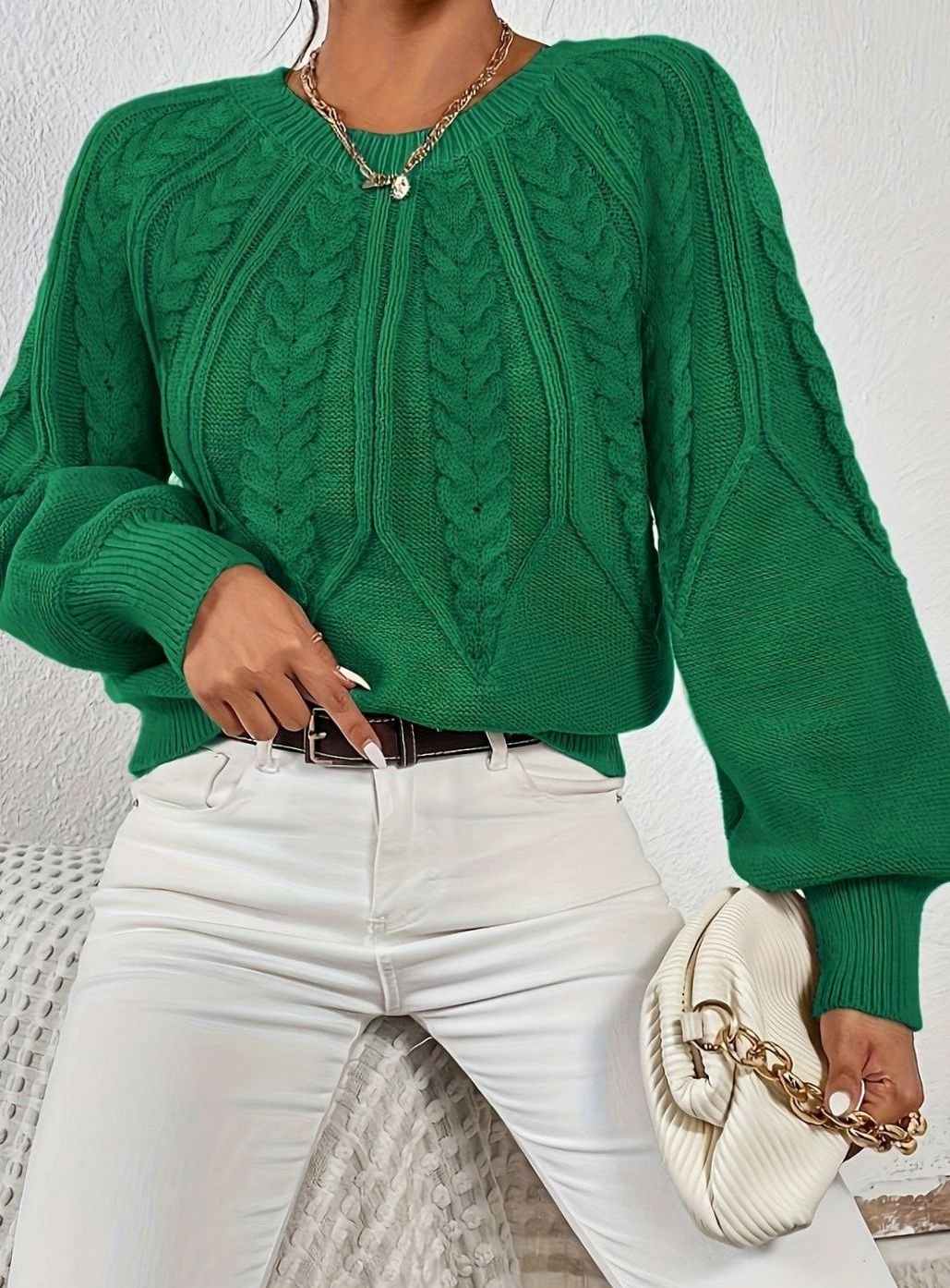 Jersey de ochos mujer manga farol holgado