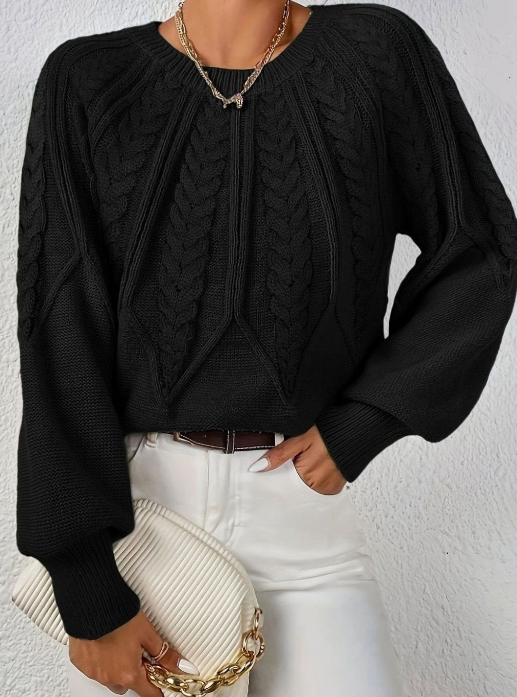 Jersey de ochos mujer manga farol holgado