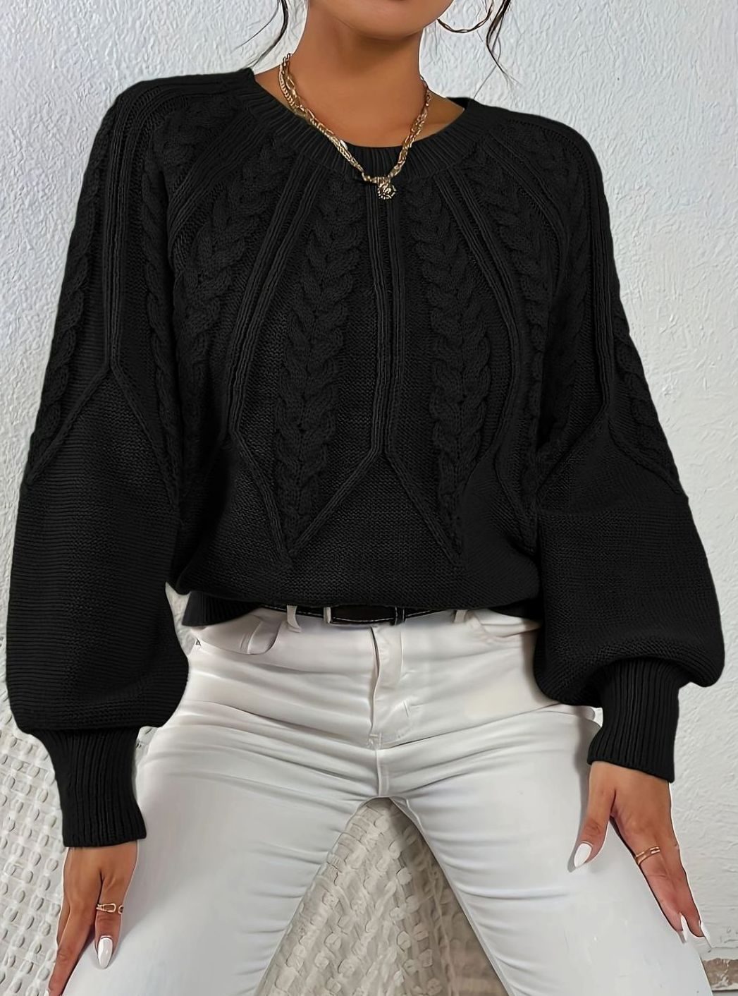 Jersey de ochos mujer manga farol holgado
