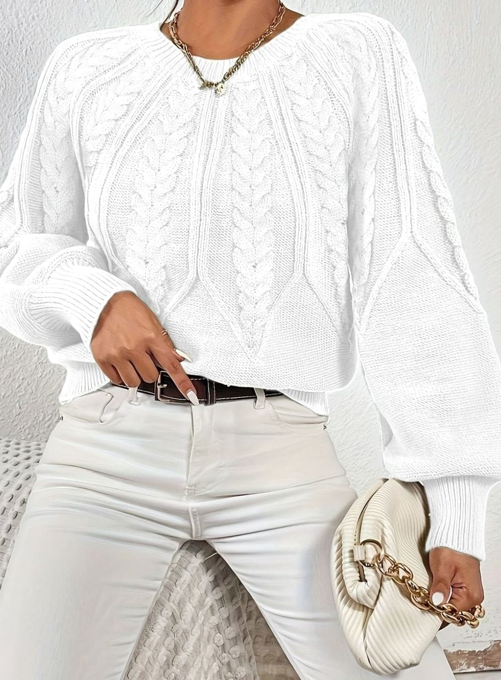 Jersey de ochos mujer manga farol holgado