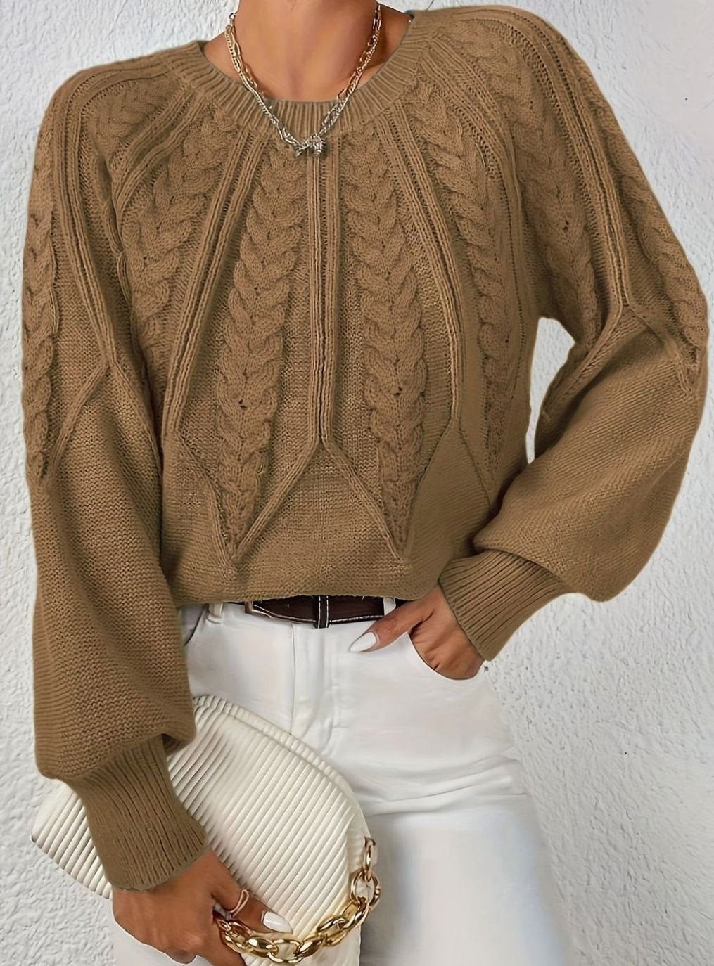 Jersey de ochos mujer manga farol holgado