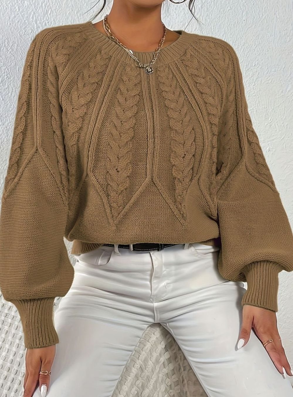 Jersey de ochos mujer manga farol holgado