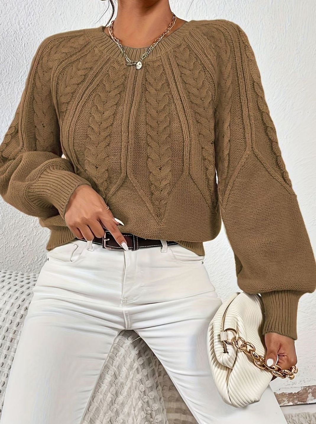 Jersey de ochos mujer manga farol holgado