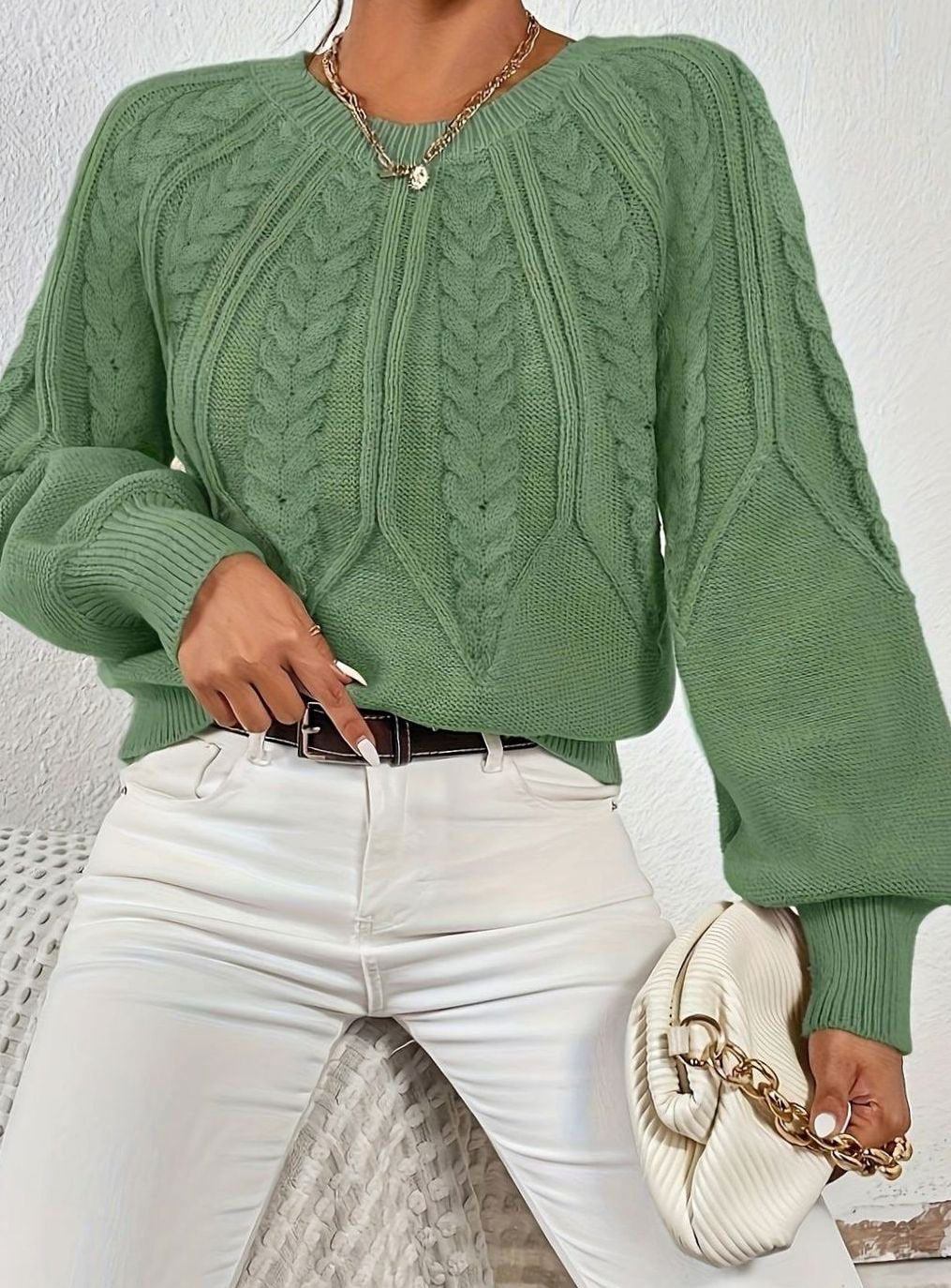 Jersey de ochos mujer manga farol holgado