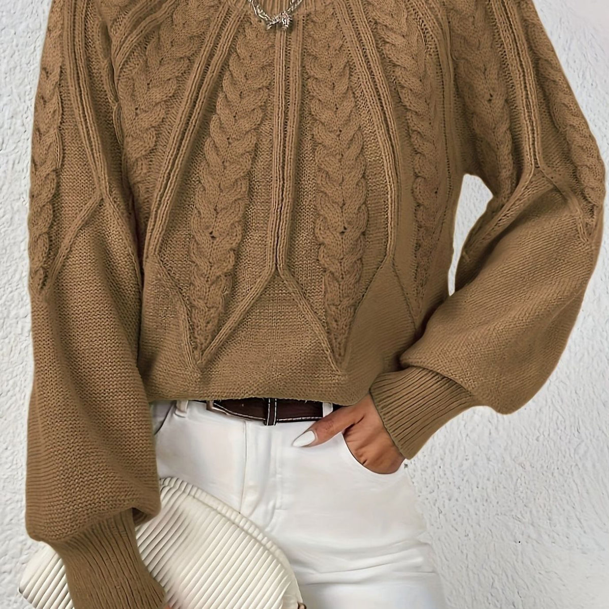 Jersey de ochos mujer manga farol holgado