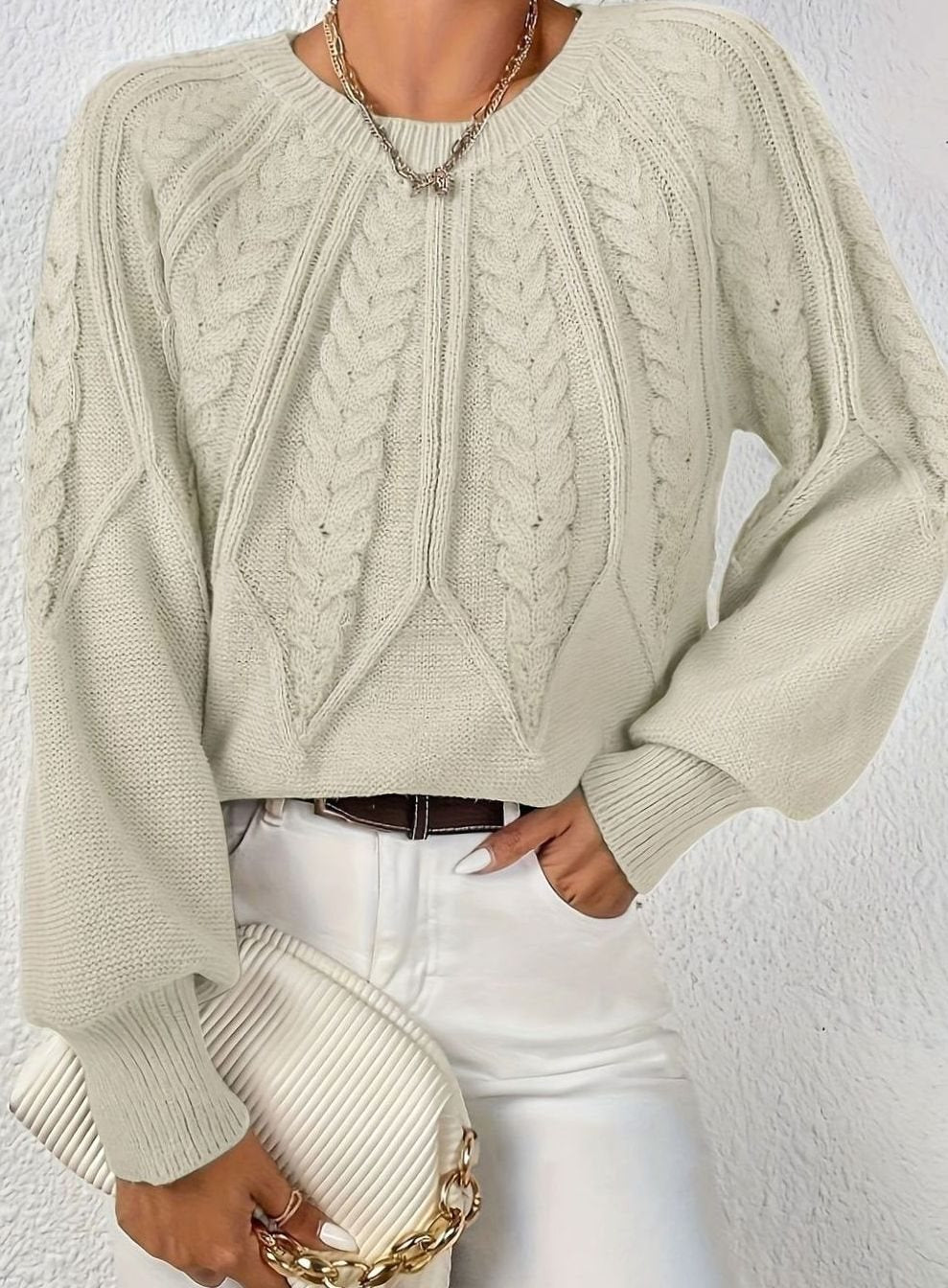 Jersey de ochos mujer manga farol holgado