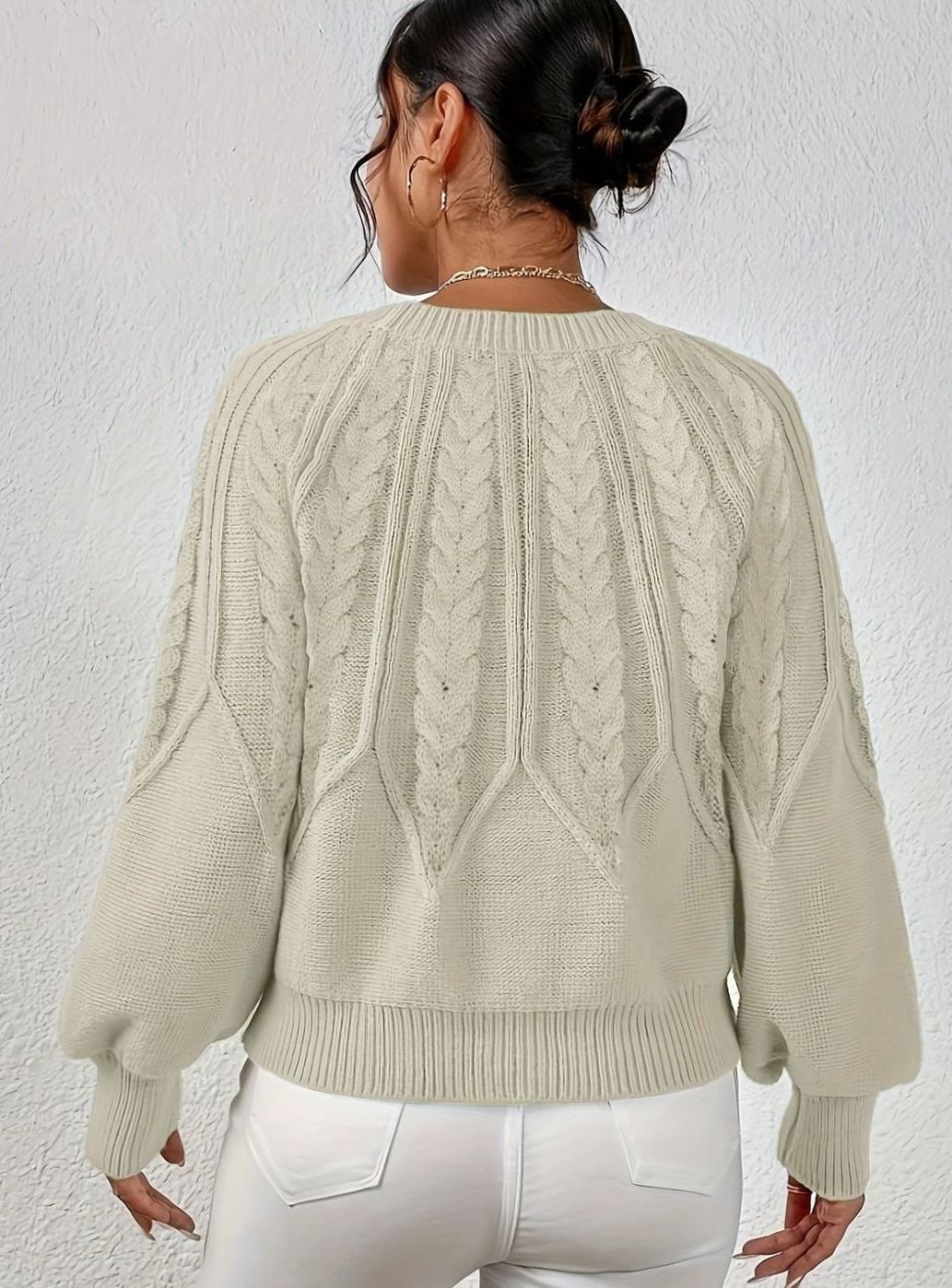 Jersey de ochos mujer manga farol holgado