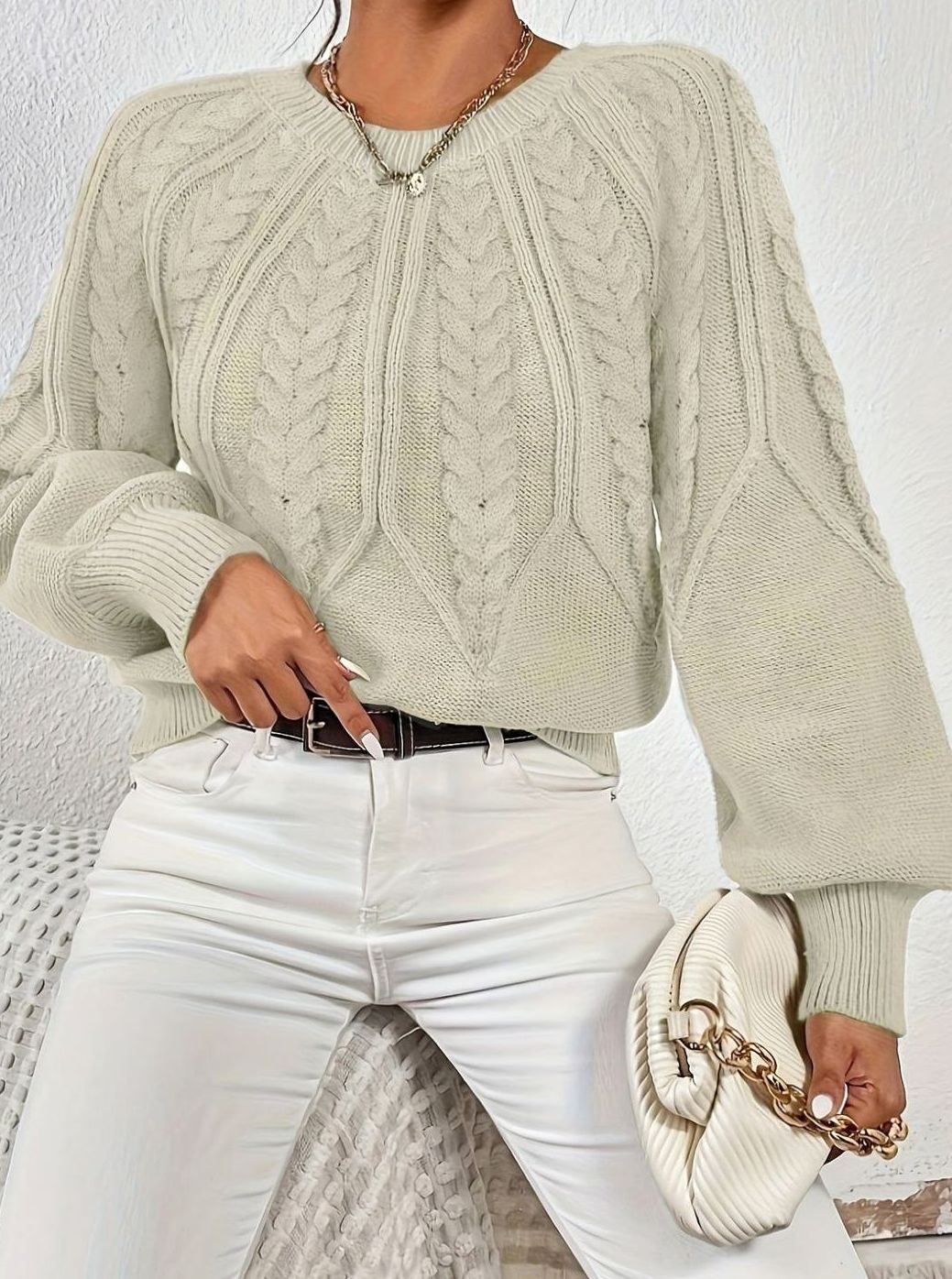 Jersey de ochos mujer manga farol holgado