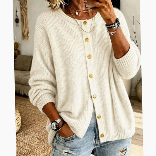 Cárdigan de botones mujer cuello redondo canalé