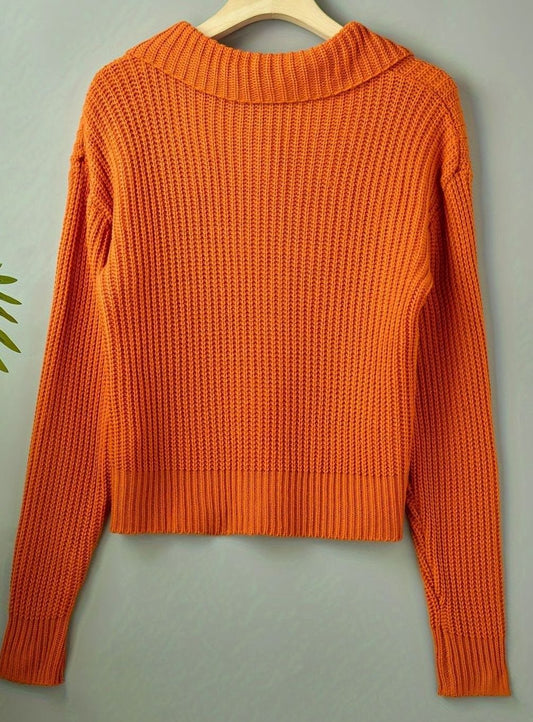 Jersey canalé mujer cuello doblado holgado