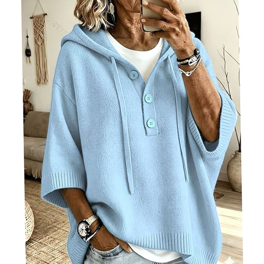 Jersey con capucha mujer botones manga 3/4