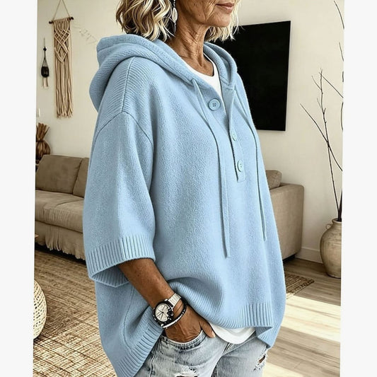 Jersey con capucha mujer botones manga 3/4