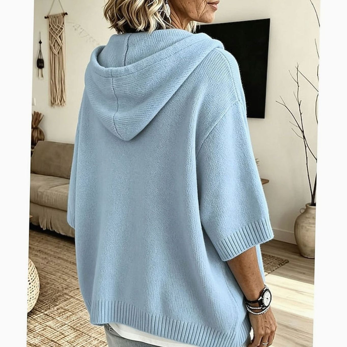 Jersey con capucha mujer botones manga 3/4