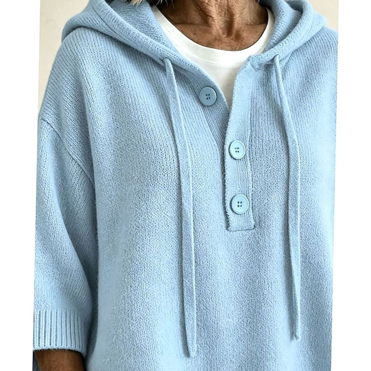 Jersey con capucha mujer botones manga 3/4