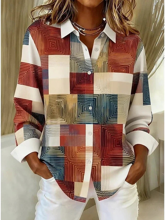 Merritt™ Blusa Patchwork Vintage con Botones Frontales