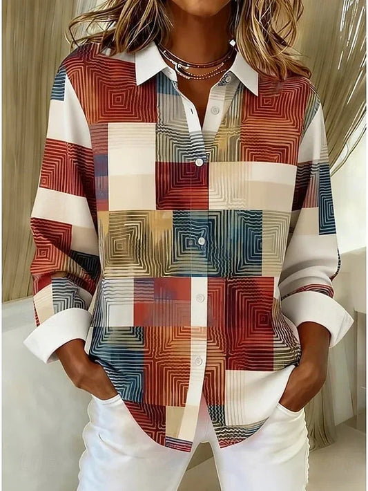 Merritt™ Blusa Patchwork Vintage con Botones Frontales