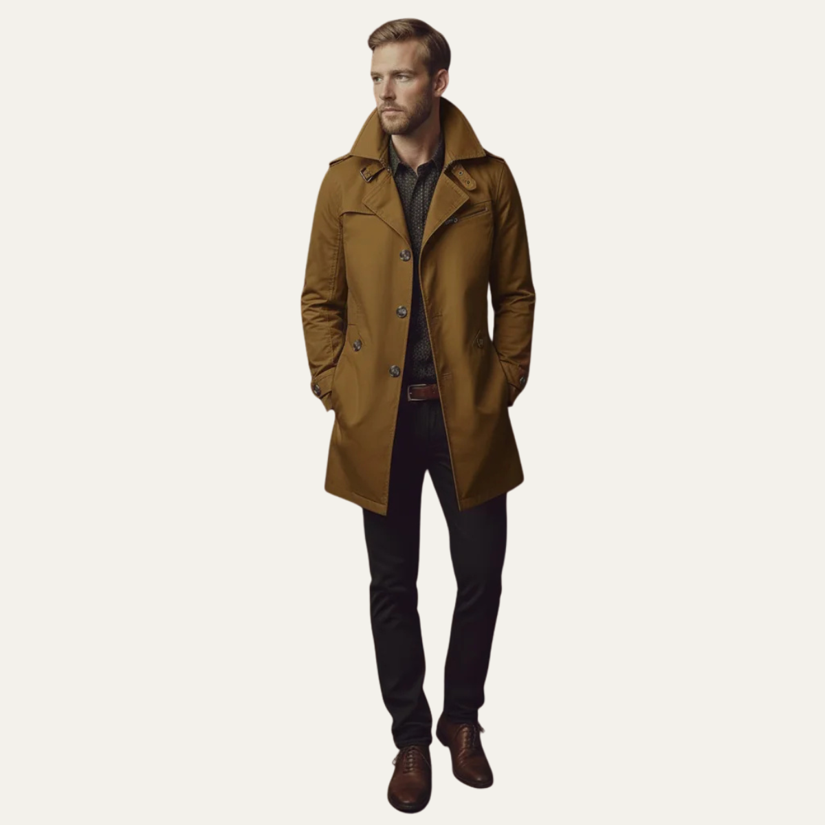 Xoán | Gabardina Slim de Hombre con Doble Botonadura y Cinturón en Puños - vista 2
