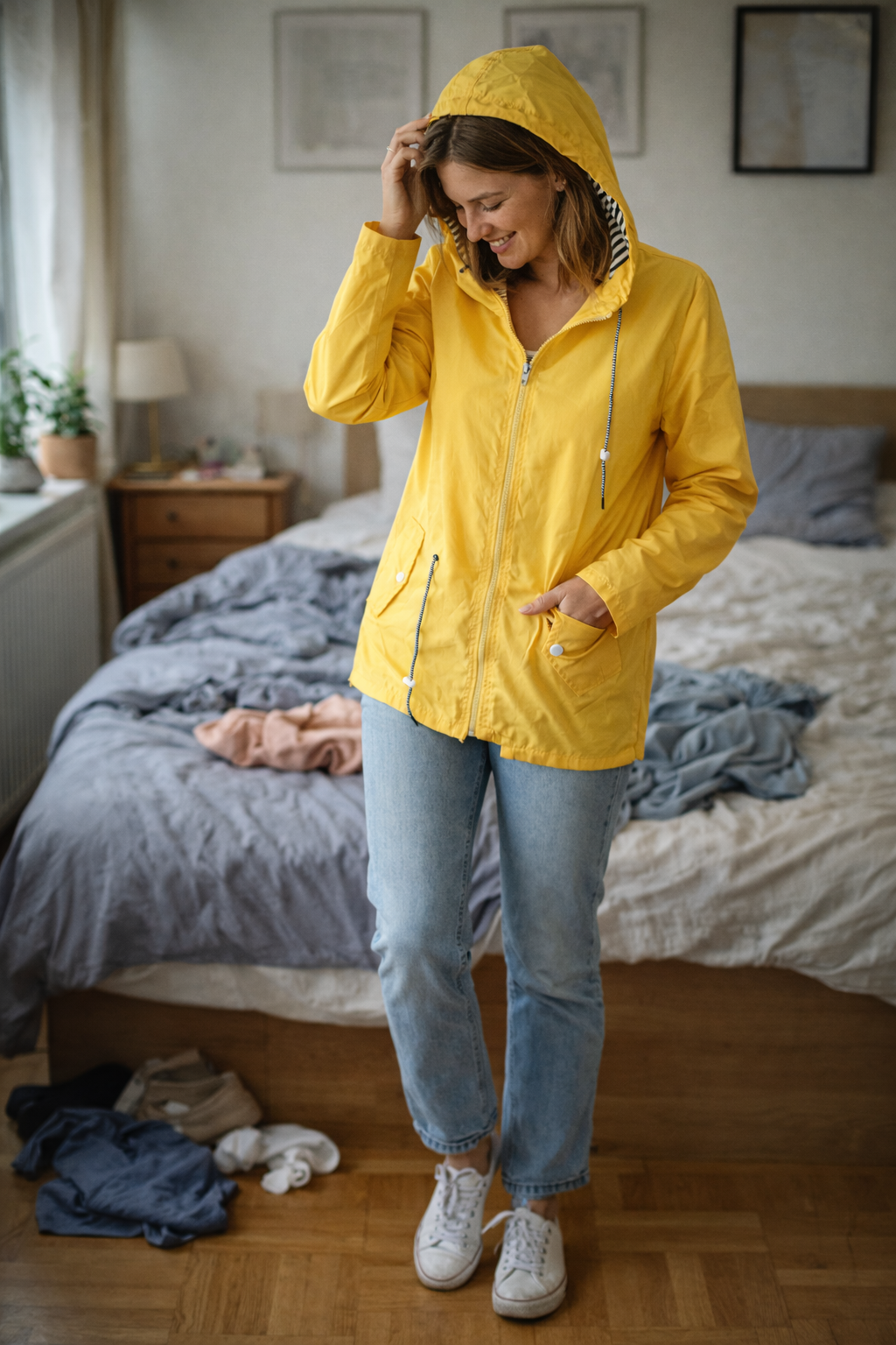 Yaiza | Chubasquero Parka con Capucha Forrada y Cintura Ajustable - Amarillo