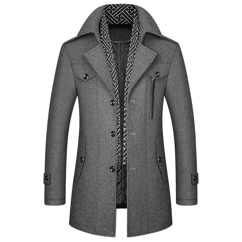 Zacarías | Abrigo Clásico Tacto Lana con Forro Acolchado para Hombre - Gris