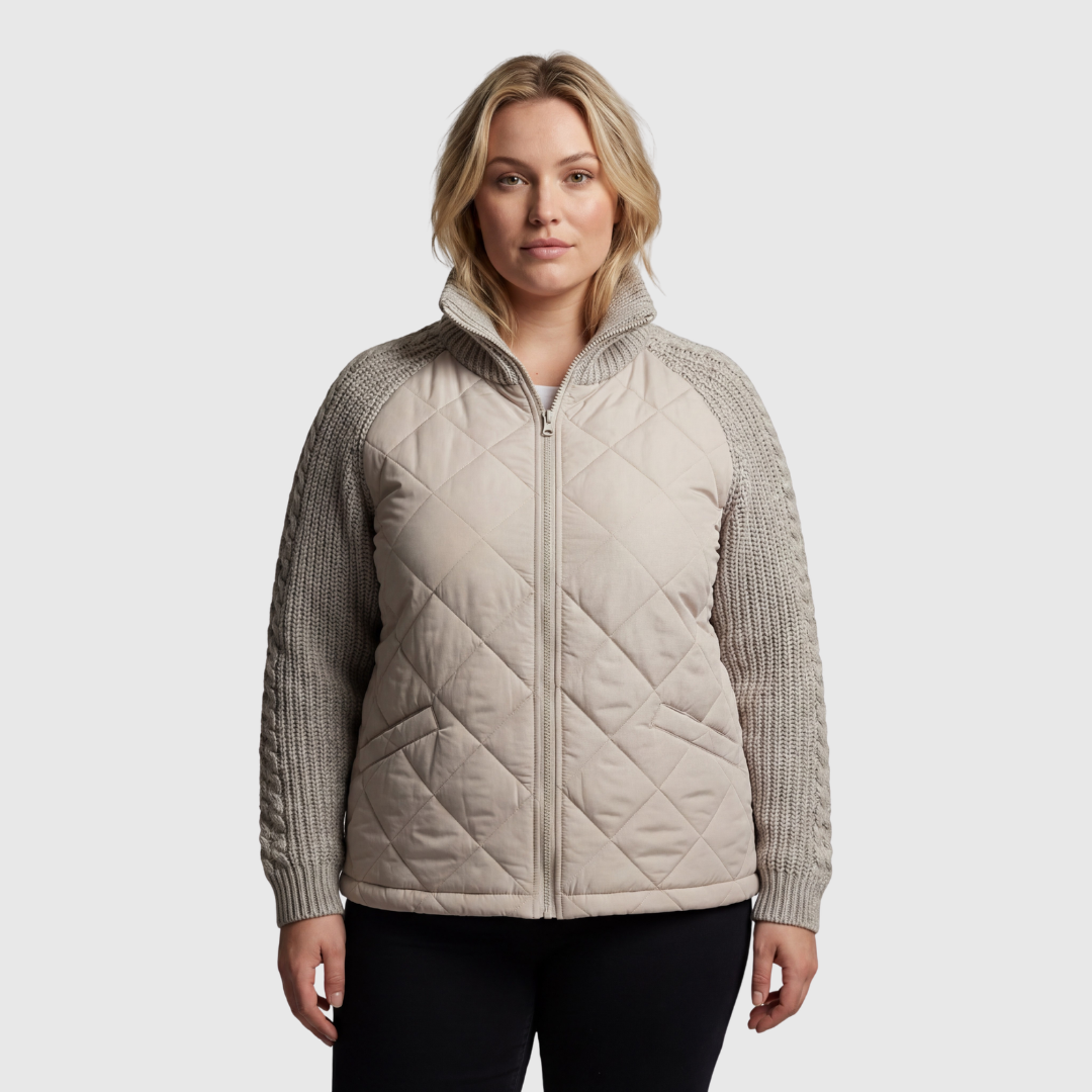 Zenaida | Chaqueta Acolchada con Mangas de Punto y Cuello Alto
