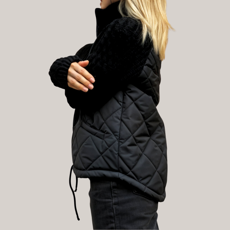 Zenaida | Chaqueta Acolchada con Mangas de Punto y Cuello Alto