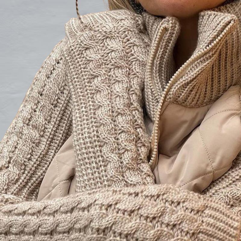 Zenaida | Chaqueta Acolchada con Mangas de Punto y Cuello Alto