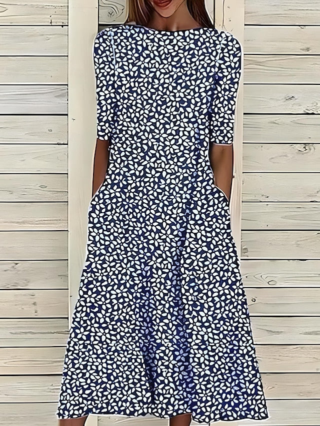 Marina | Vestido Midi Fluido con Estampado Floral